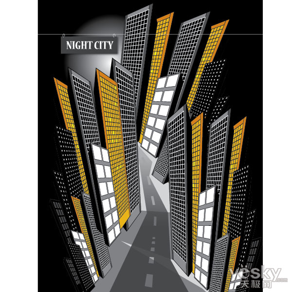 Illustrator绘制摩天大楼矢量城市_天极设计在线整理