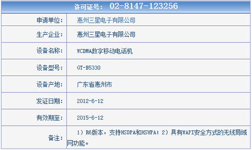直板全键盘Android4.0 三星B5330将发售