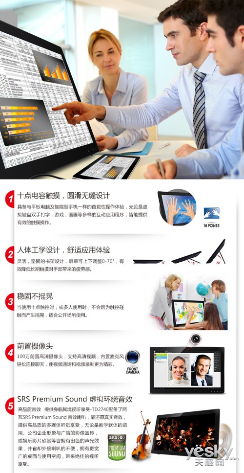 完美兼容win8.1 优派TD2740触摸显示器售4999
