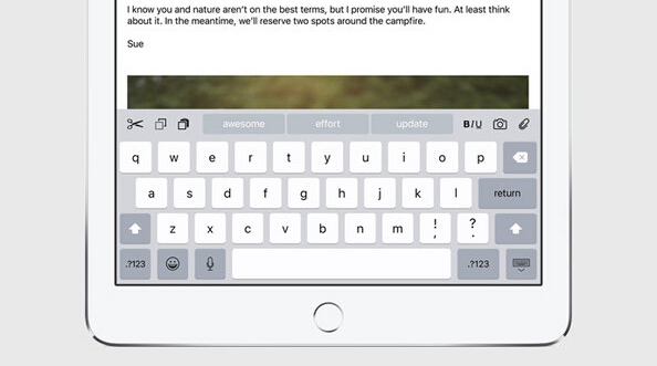 ios9提供新quicktype触摸键盘ipad变计算机