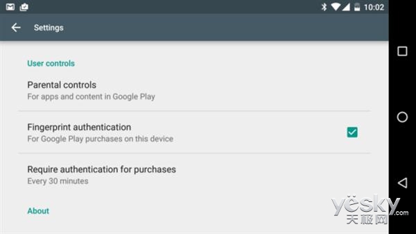 谷歌新版Google Play开启指纹认证购买功能