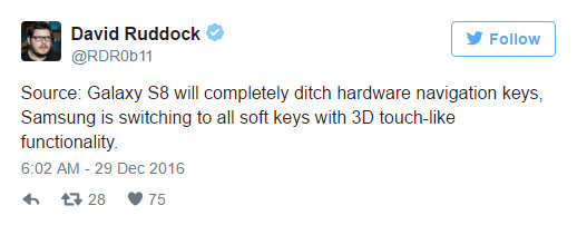 三星S8或取消电容按键 改用压感触控