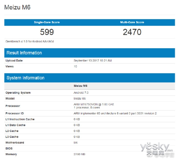 基本款魅蓝6现身测试网站:跑分曝光/3GB RAM