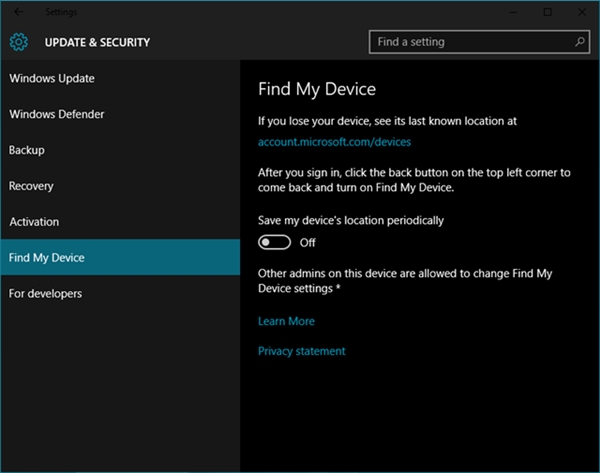 最新版Win10曝光 增加Find My Device功能